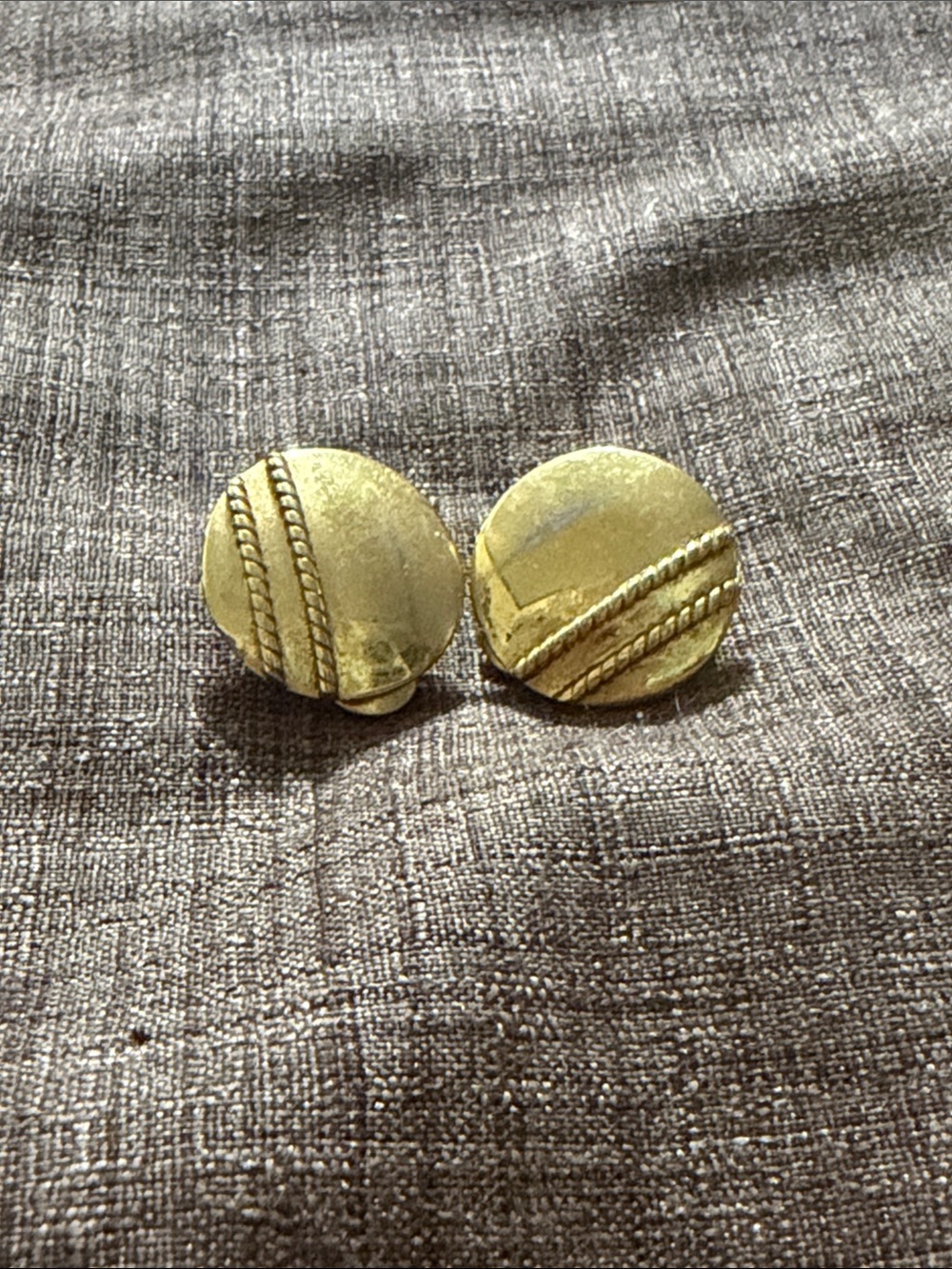 Vintage Monet Gold-Tone Round Rope Accent Button Earrings
